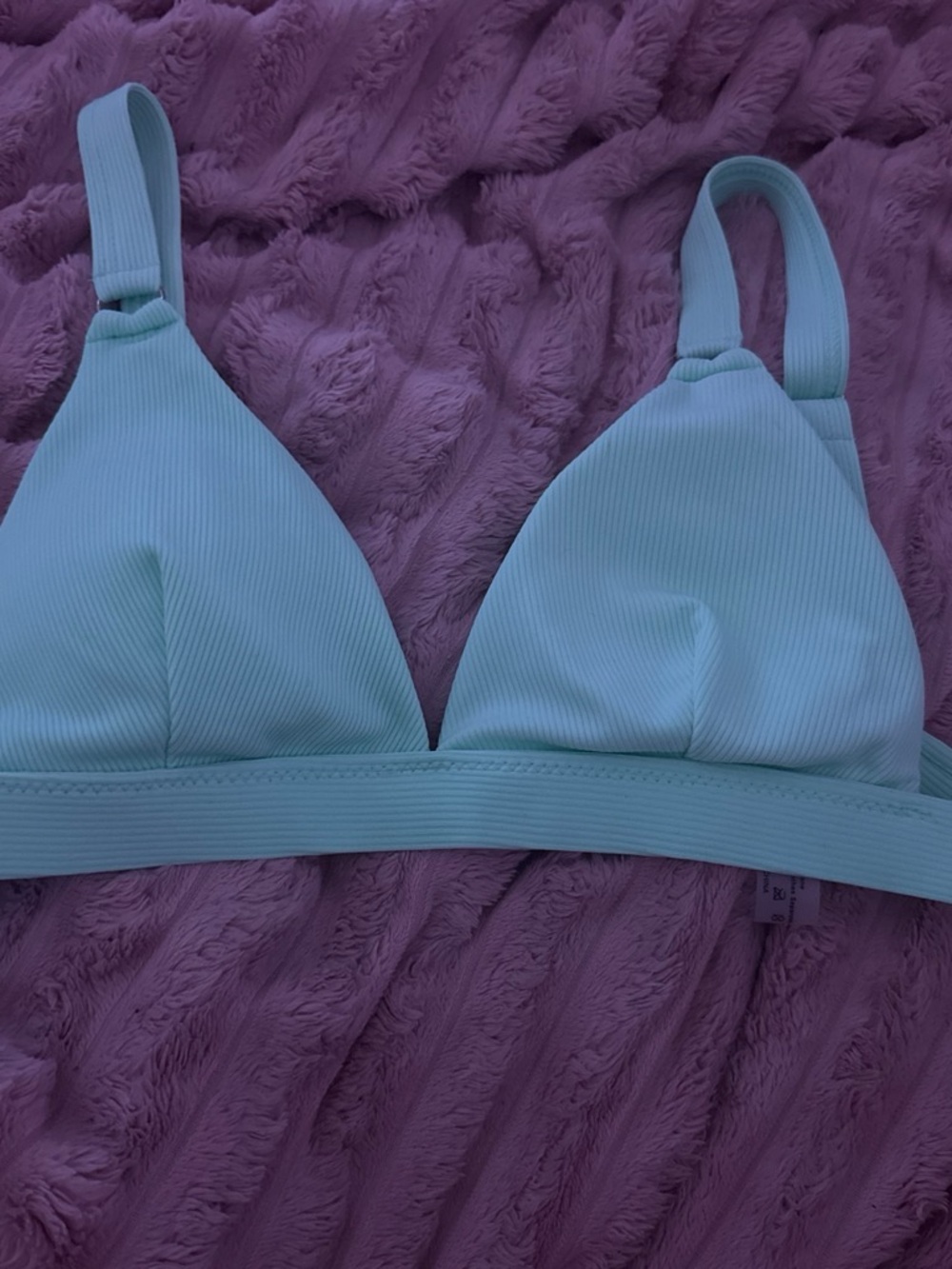 SHEIN Mint Ribbed Triangle Bikini Top